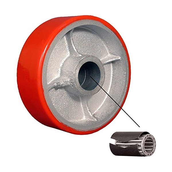 Casterhq 4"x2" Red Polyurethane on Cast Iron Wheel, (1 Piece), 800 lbs Capa PCI-4M7 - main